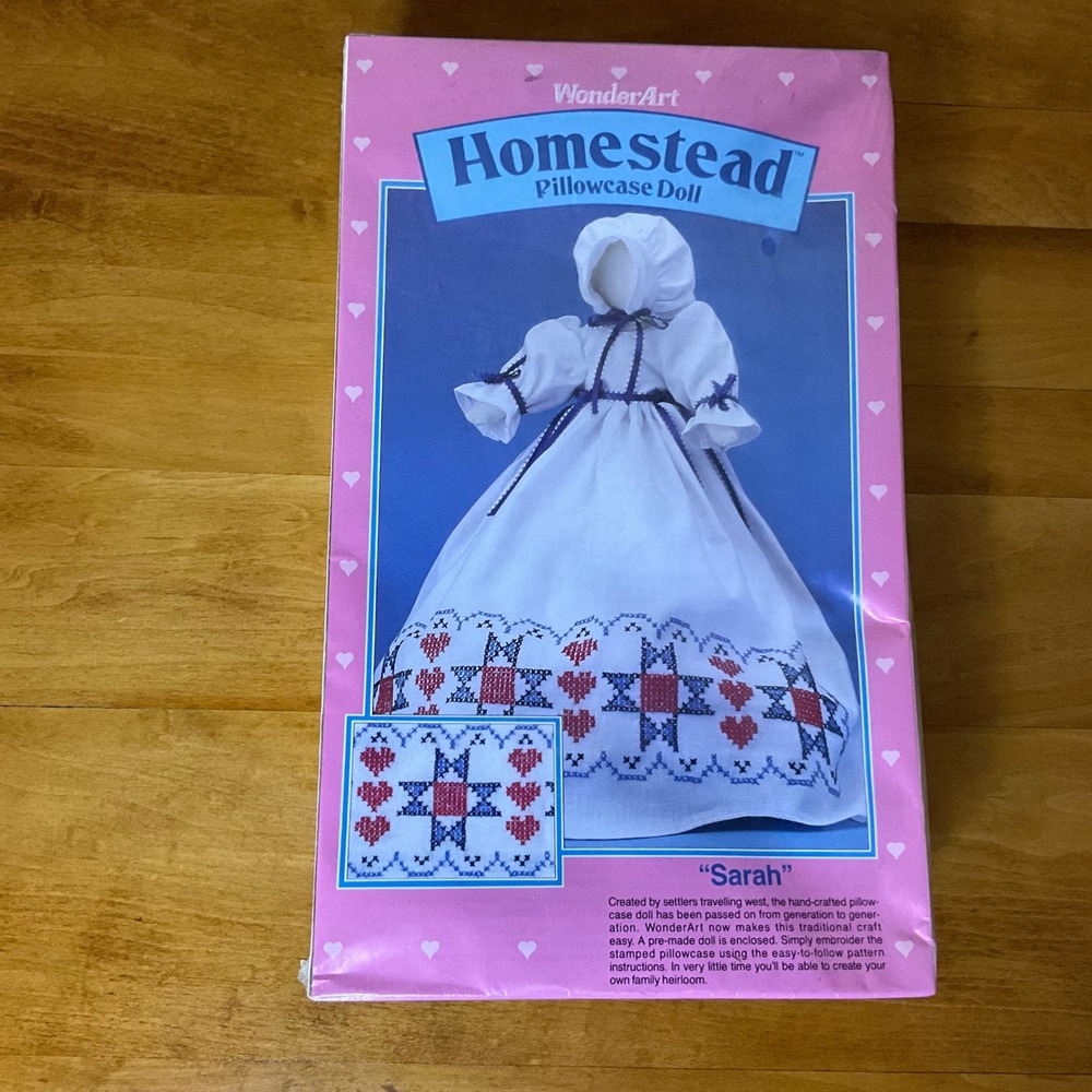 WonderArt Homestead Pillowcase Doll Sarah Embroidery Kit‎ Vintage Craft Kit
